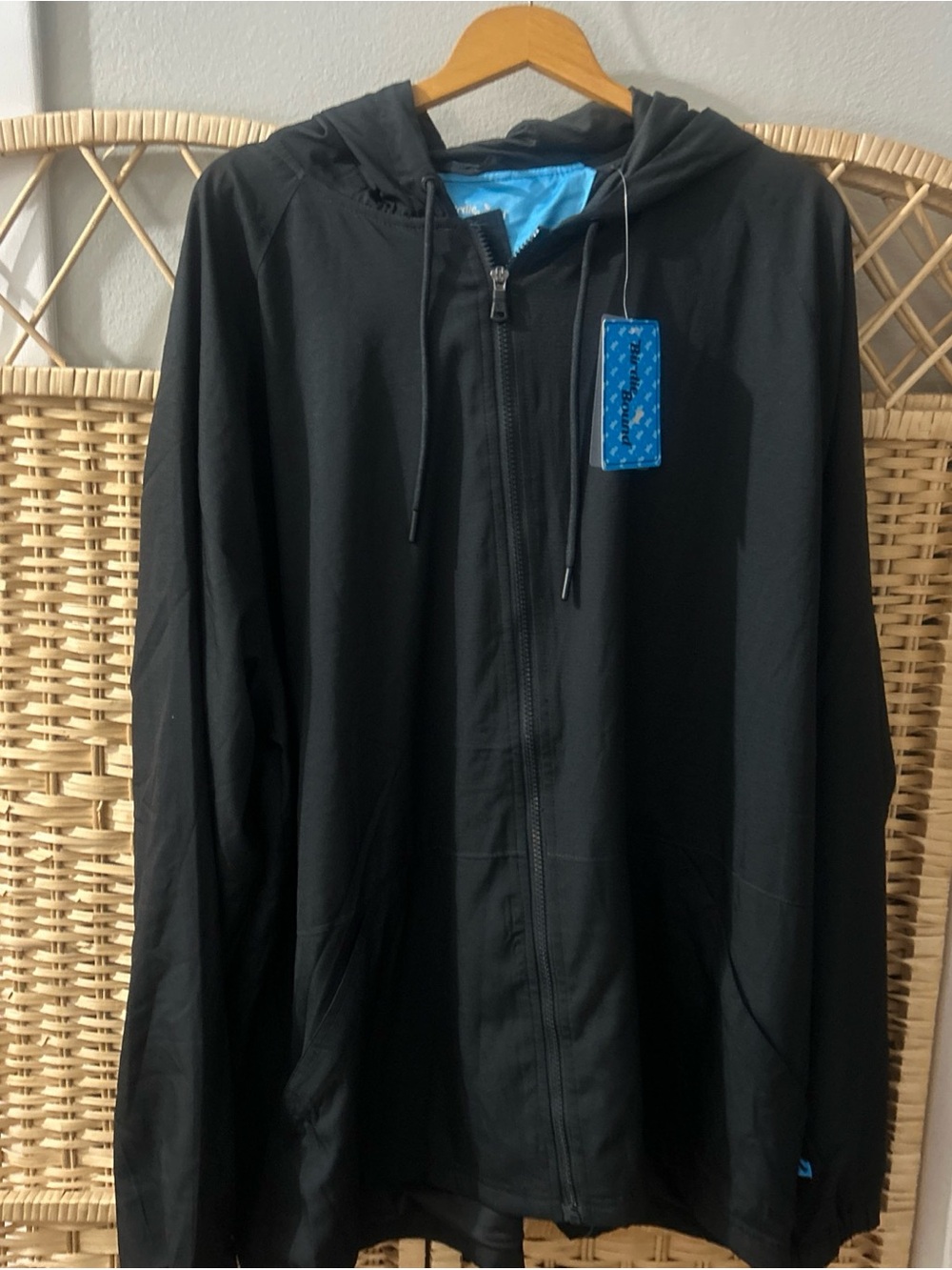NWT Birdie Bound Big Mens Black Jacket w Hood Zip Pockets Size 3XL